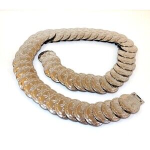 Vintage Sea Shell Sand Dollar Coin Style Silver Metal Elastic Waist Dress Belt